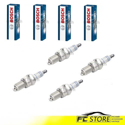 N.4Candele accensione Bosch WR8DCX+ 0242229687  Adat. AUDI CHEVROLET CHRYSLER VW