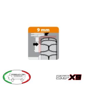 GRIPX9 - Catene da Neve 9mm |Omologate TÜV e GS| Gruppo 45, Lega di Acciaio 