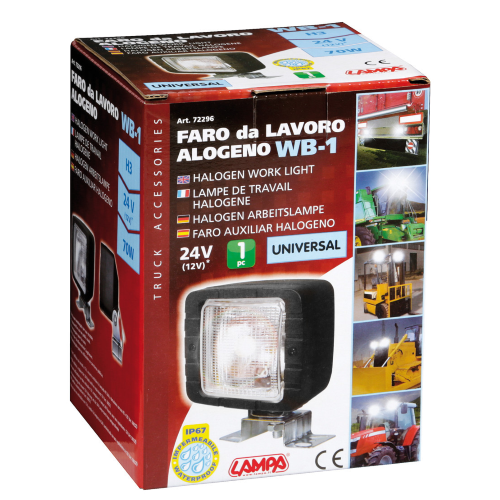 WB-1, faro da lavoro alogeno quadrato, 12/24V
