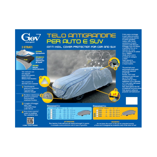 Telo copri auto antigrandine da esterno GEV 400*117,5*162,5
