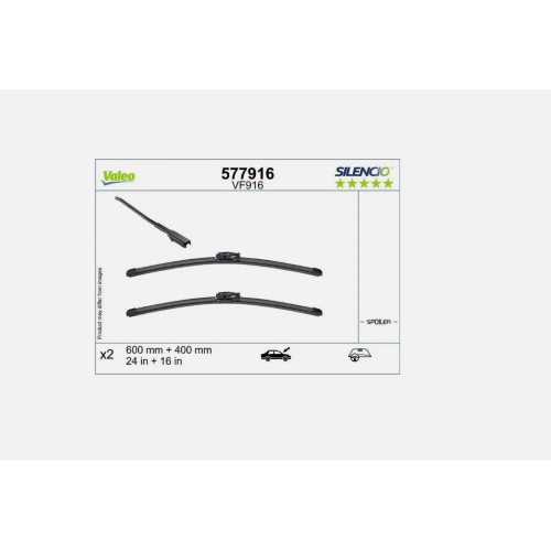 Spazzola Tergi Valeo 577916 Silencio Flat Blade Set per Renault Dacia