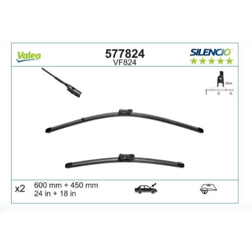 Spazzola Tergi Valeo 577824 Silencio Flat Blade Set