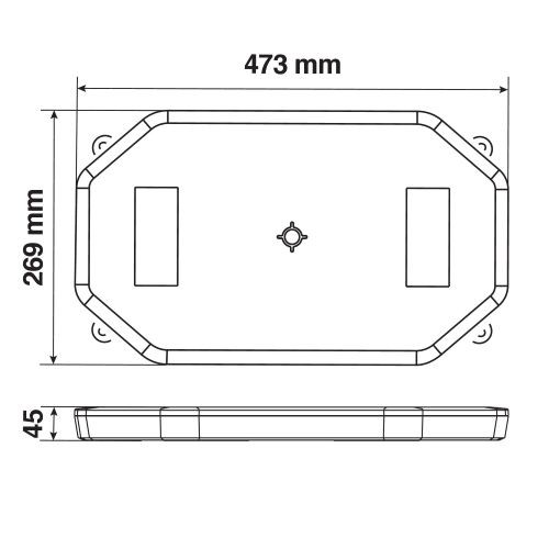 Barra lampeggiante arancio a 64 led, 10/30V - Base magnetica