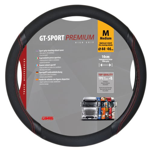 GT-Sport, coprivolante in Skeentex - M - Ã  44/46 cm - Nero/Rosso