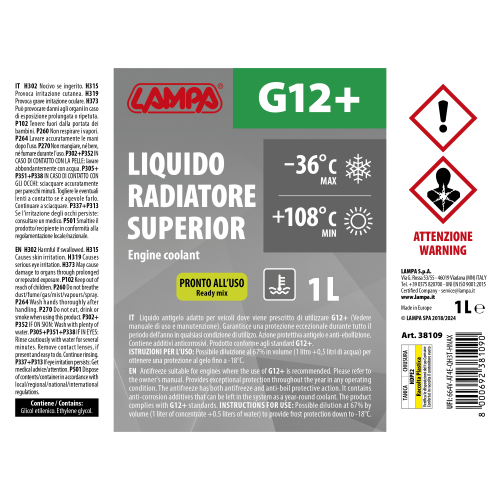 Superior-Verde G12+, liquido antigelo radiatore concentrato (-36Â°C) - 1 L