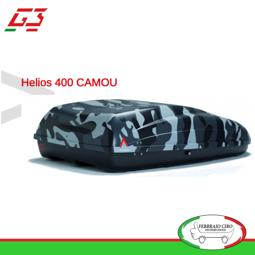 BOX BAULE UNIVERSALE PORTABAGAGLI TETTO AUTO G3 HELIOS 400 - 330 LT 22.294/CAMOU