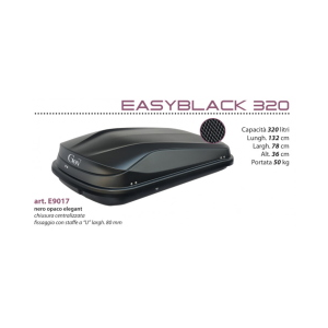 BOX BAULE DA TETTO PORTAPACCHI NERO OPACO GEV E9017 EASY BLACK 320 LITRI