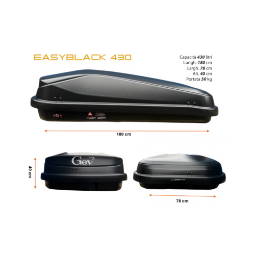 Box da tetto Easyblack 430 Nero Opaco