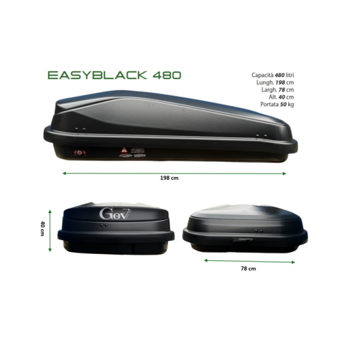 Box da tetto Easyblack 480 Nero Opaco