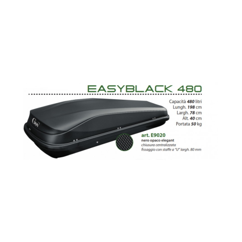 Box da tetto Easyblack 480 Nero Opaco