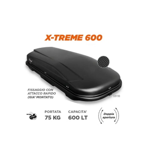 Box da tetto X-Treme 600 Dual-side Nero Opaco