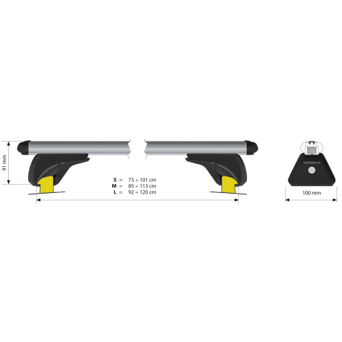 Alumia In-Rail, set completo barre portatutto in alluminio - S - Evos IA