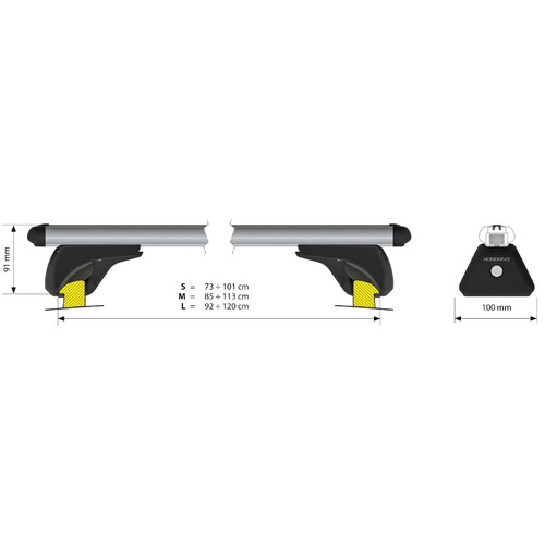Alumia In-Rail, set completo barre portatutto in alluminio - L - Evos IA