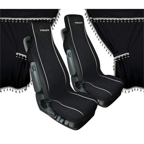 Melissa, set tende e coprisedili in microfibra per camion - Nero