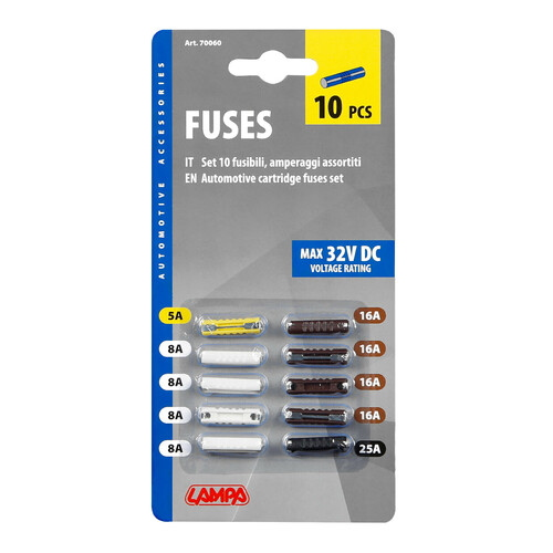 Set 10 fusibili assortiti, 12/32V