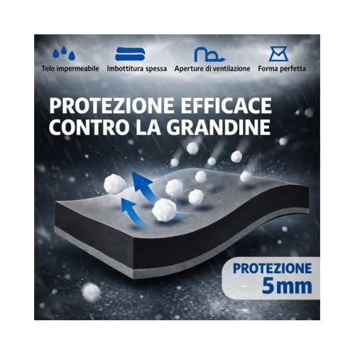Telo copriauto antigrandine COMPLETO TAGLIA XXL 575x120x203 cm