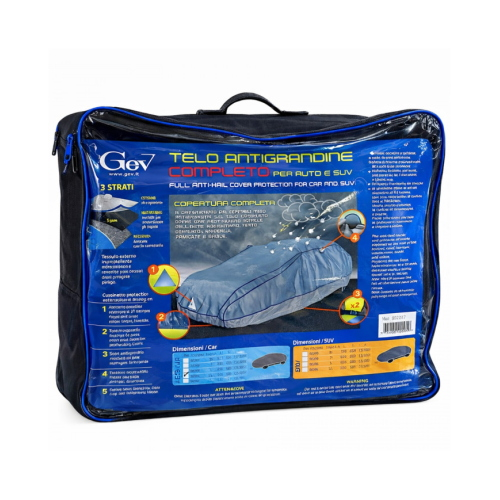 Telo copriauto antigrandine COMPLETO TAGLIA XXL 575x120x203 cm