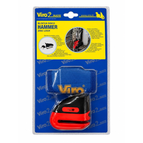 BLOCCADISCO ANTIFURTO VIRO HAMMER ASTA DA 5.5 MM ARANCIONE PER MOTO E SCOOTER