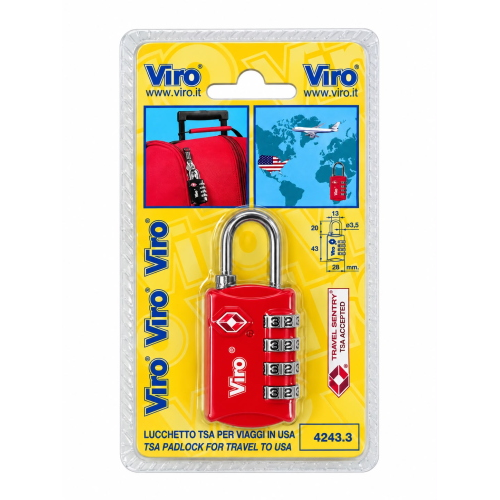 LUCCHETTO A COMBINAZIONE "VIRO" TSA PER VIAGGI IN USA