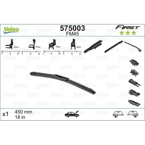 Spazzola tergi VALEO 575003 ABARTH ALFA ROMEO AUDI AUTOBIANCHI BMW CADILLAC FIAT