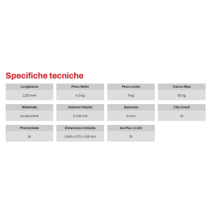 Barre Pacific Acciaio Nere 110 cm Pacific G3 65.110