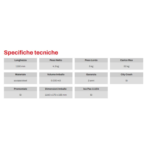 Barre Pacific Acciaio Nere 110 cm Pacific G3 65.110