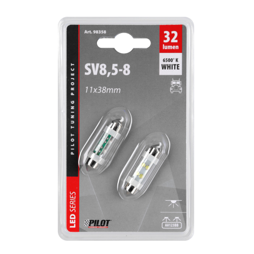 98358 24V LAMPADA SILURO 4 LED 11X38 MM SV8,5-8 2 PZ SCATOLA BIANCO