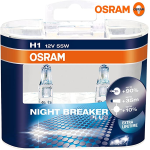 OSRAM NIGHT BREAKER PLUS H1 Lampada alogena per proiettori 64150NBP-NBP 90% in più di luce, 20% più bianca - confezione Duobox 