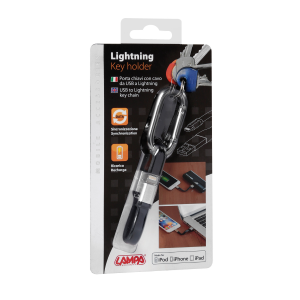 38919 PORTACHIAVE CON CAVO USB > LIGHTNING 10CM 1PZ PER POWERBANK AUTO MOTO
